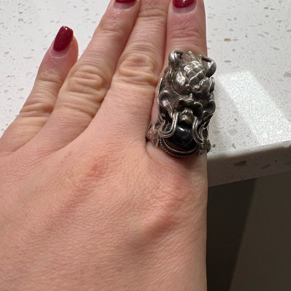Sterling Silver Dragon Statement Ring - image 1